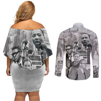Civil Rights Leaders Couples Matching Off Shoulder Short Dress and Long Sleeve Button Shirt Freedom Is Equal Housing Too
