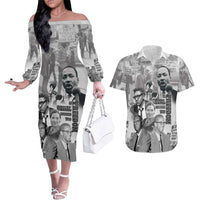 Civil Rights Leaders Couples Matching Off The Shoulder Long Sleeve Dress and Hawaiian Shirt Freedom Is Equal Housing Too