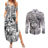 Civil Rights Leaders Couples Matching Summer Maxi Dress and Long Sleeve Button Shirt Freedom Is Equal Housing Too