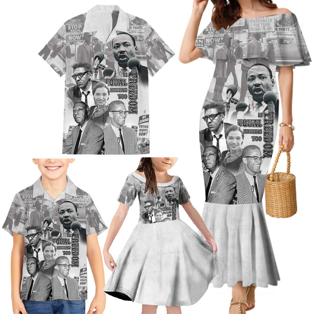 Civil Rights Leaders Family Matching Mermaid Dress and Hawaiian Shirt Freedom Is Equal Housing Too