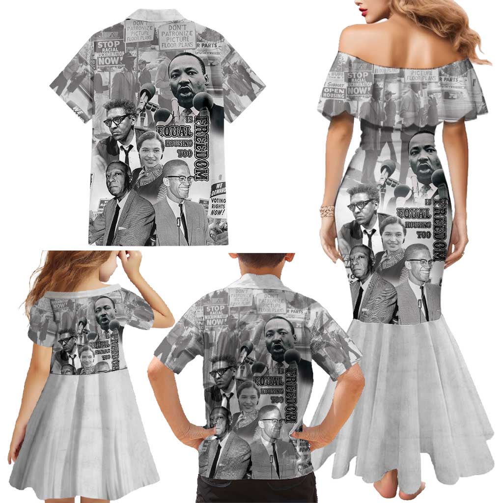Civil Rights Leaders Family Matching Mermaid Dress and Hawaiian Shirt Freedom Is Equal Housing Too