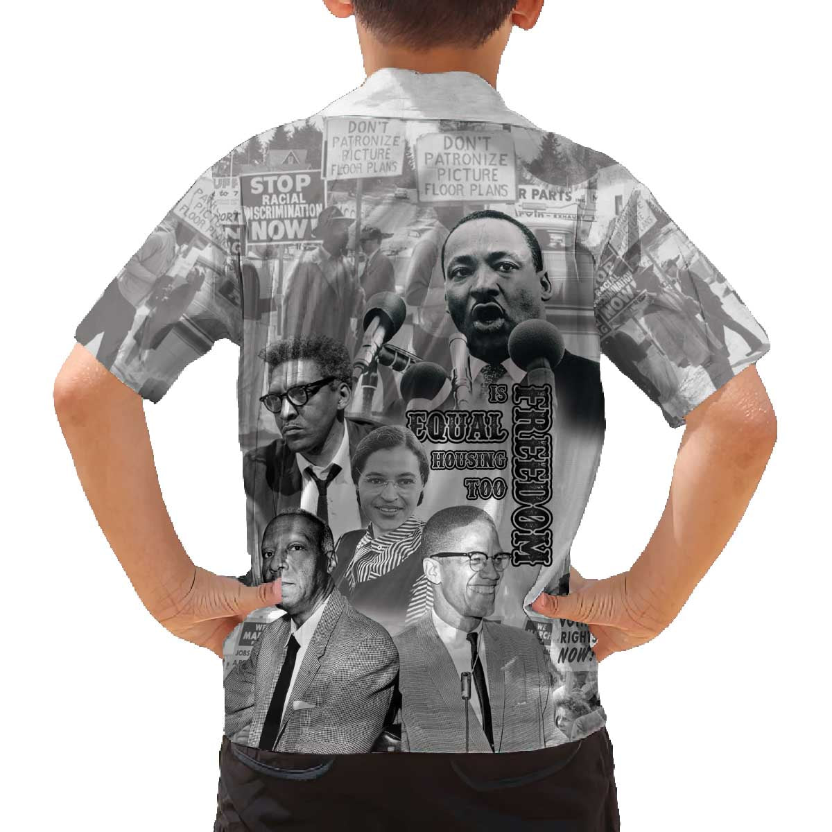 Civil Rights Leaders Family Matching Off The Shoulder Long Sleeve Dress and Hawaiian Shirt Freedom Is Equal Housing Too