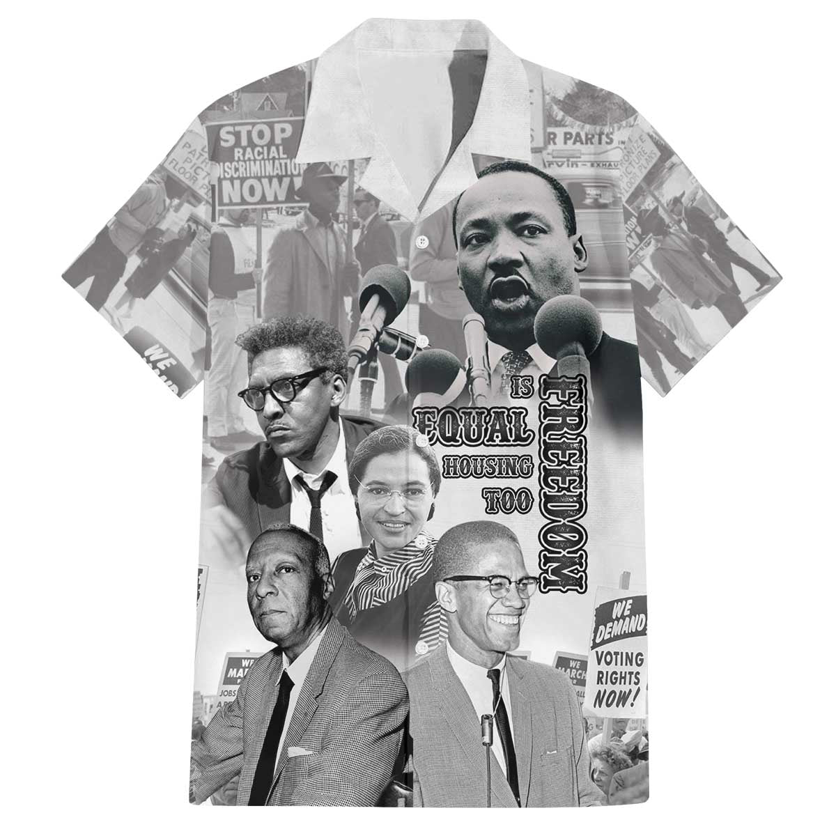 Civil Rights Leaders Family Matching Off The Shoulder Long Sleeve Dress and Hawaiian Shirt Freedom Is Equal Housing Too