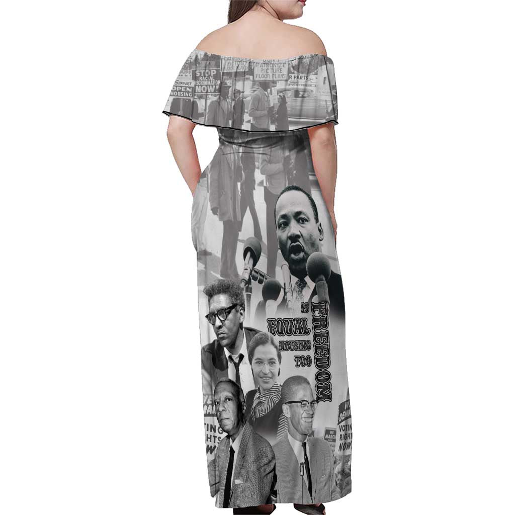 Civil Rights Leaders Family Matching Off Shoulder Maxi Dress and Hawaiian Shirt Freedom Is Equal Housing Too