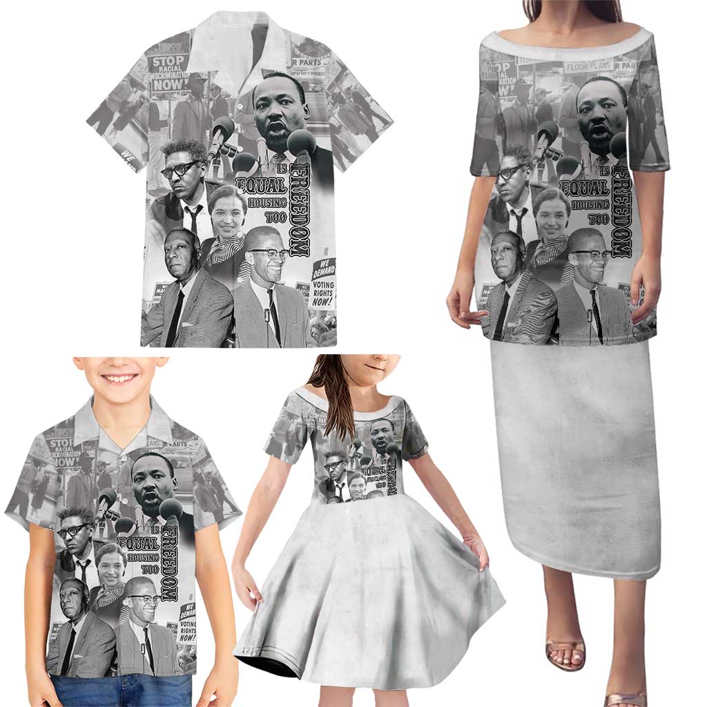 Civil Rights Leaders Family Matching Puletasi and Hawaiian Shirt Freedom Is Equal Housing Too