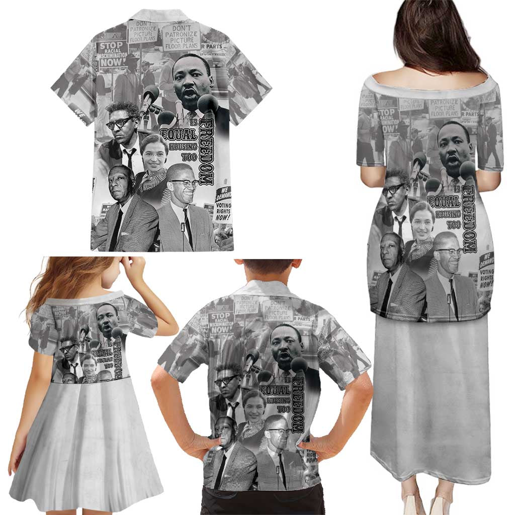 Civil Rights Leaders Family Matching Puletasi and Hawaiian Shirt Freedom Is Equal Housing Too