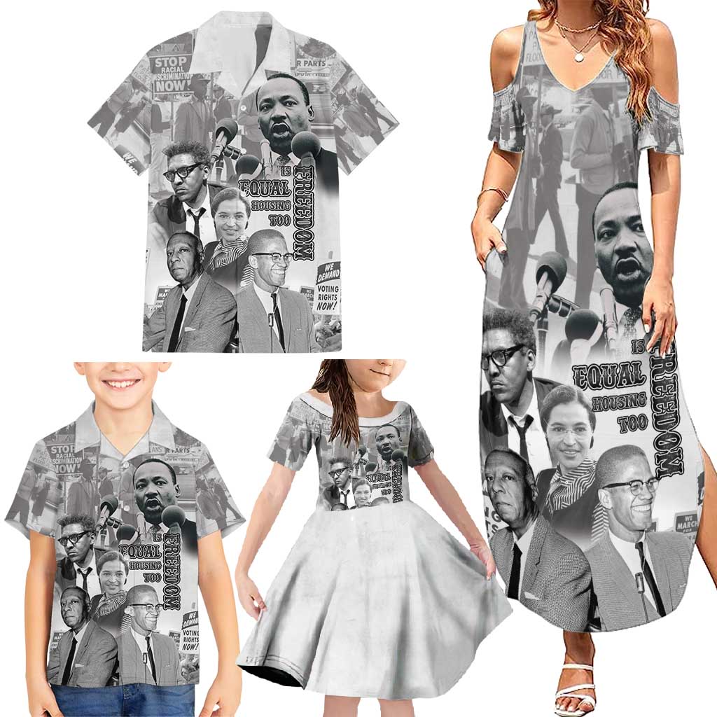 Civil Rights Leaders Family Matching Summer Maxi Dress and Hawaiian Shirt Freedom Is Equal Housing Too