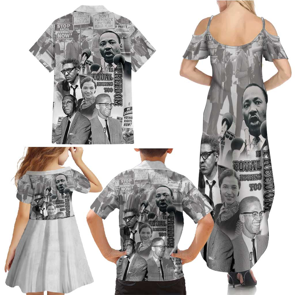 Civil Rights Leaders Family Matching Summer Maxi Dress and Hawaiian Shirt Freedom Is Equal Housing Too