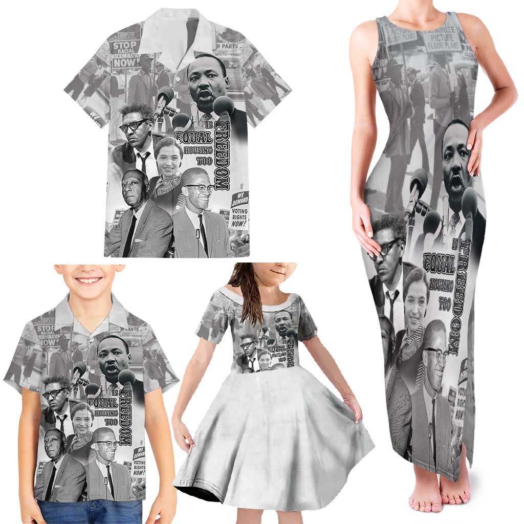 Civil Rights Leaders Family Matching Tank Maxi Dress and Hawaiian Shirt Freedom Is Equal Housing Too