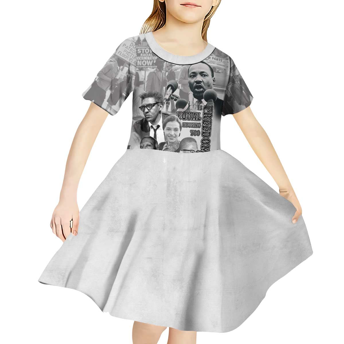 Civil Rights Leaders Kid Short Sleeve Dress Freedom Is Equal Housing Too