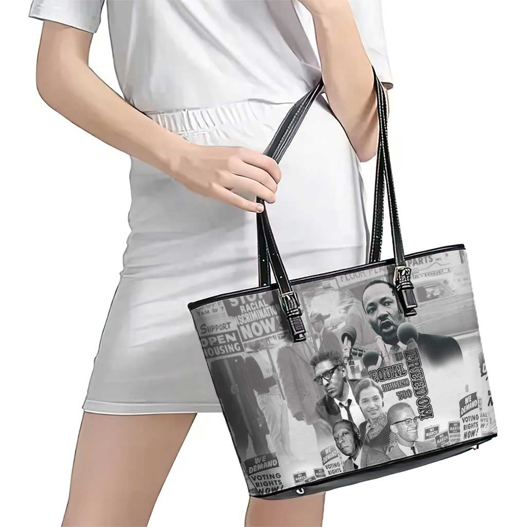 Civil Rights Leaders Leather Tote Bag Freedom Is Equal Housing Too