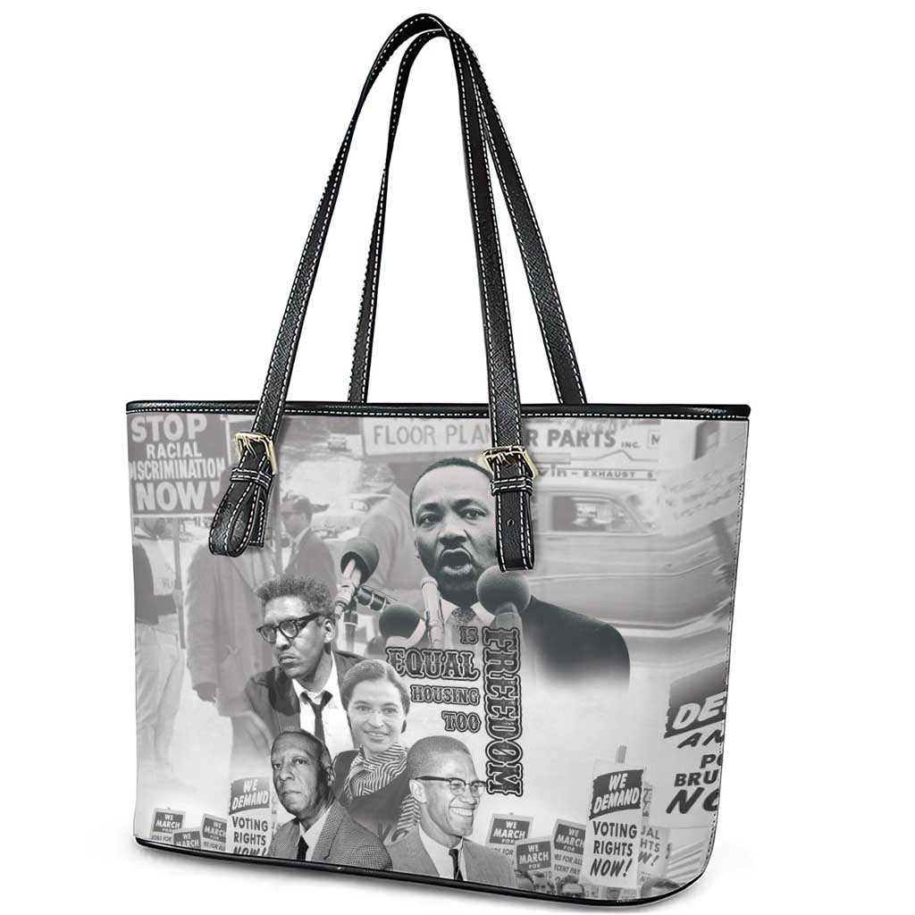 Civil Rights Leaders Leather Tote Bag Freedom Is Equal Housing Too