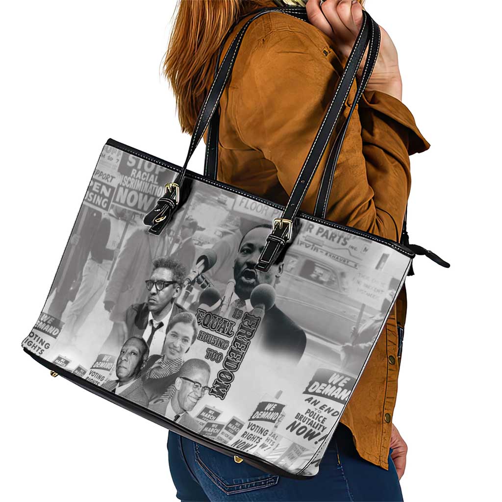 Civil Rights Leaders Leather Tote Bag Freedom Is Equal Housing Too