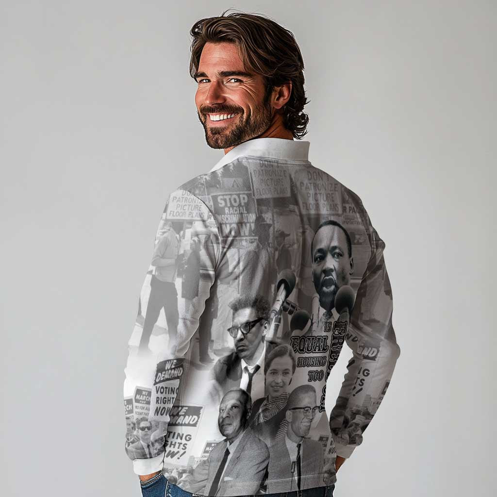 Civil Rights Leaders Long Sleeve Polo Shirt Freedom Is Equal Housing Too