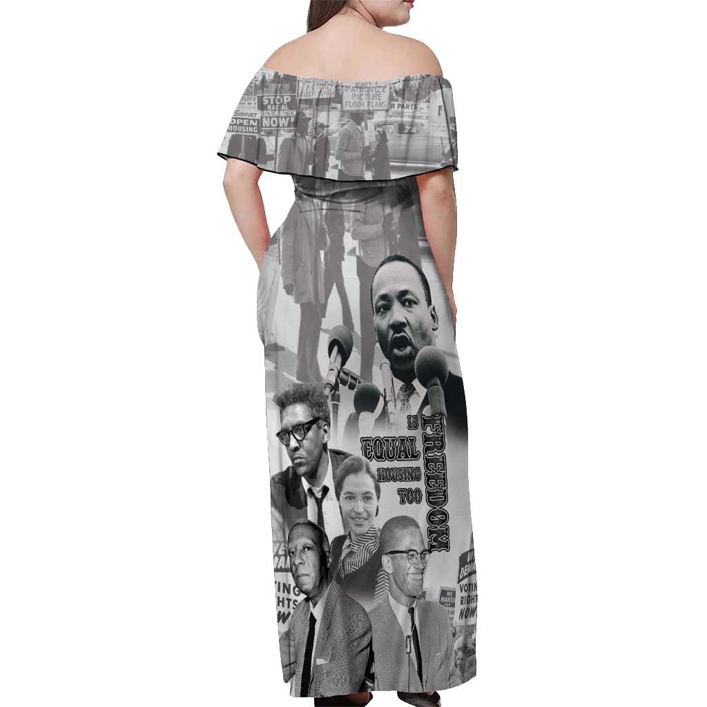 Civil Rights Leaders Off Shoulder Maxi Dress Freedom Is Equal Housing Too