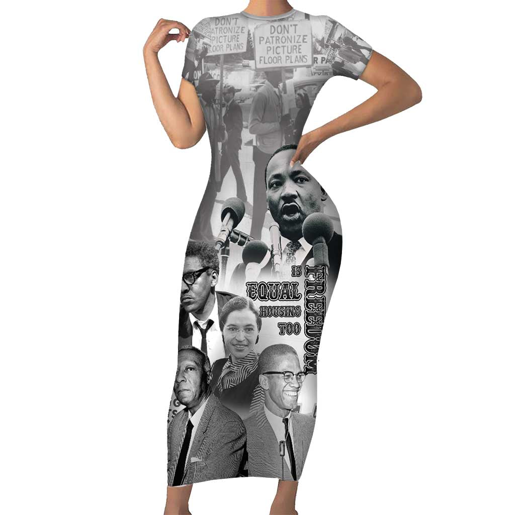 Civil Rights Leaders Short Sleeve Bodycon Dress Freedom Is Equal Housing Too