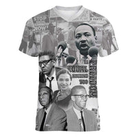 Civil Rights Leaders Women V-Neck T-Shirt Freedom Is Equal Housing Too