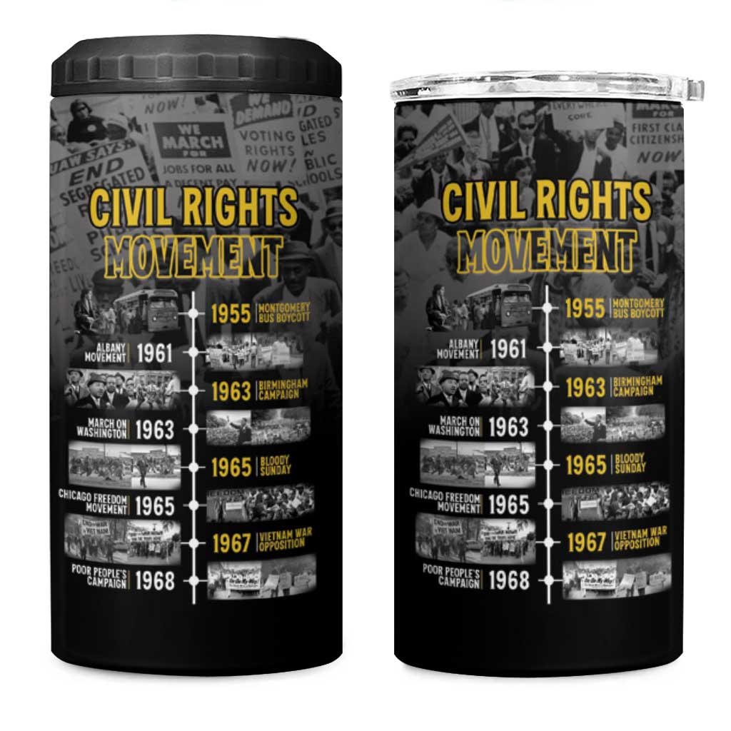 Black History Month 4 in 1 Can Cooler Tumbler Civil Rights Movement