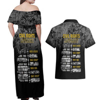 Black History Month Couples Matching Off Shoulder Maxi Dress and Hawaiian Shirt Civil Rights Movement