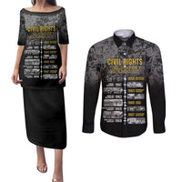 Black History Month Couples Matching Puletasi and Long Sleeve Button Shirt Civil Rights Movement