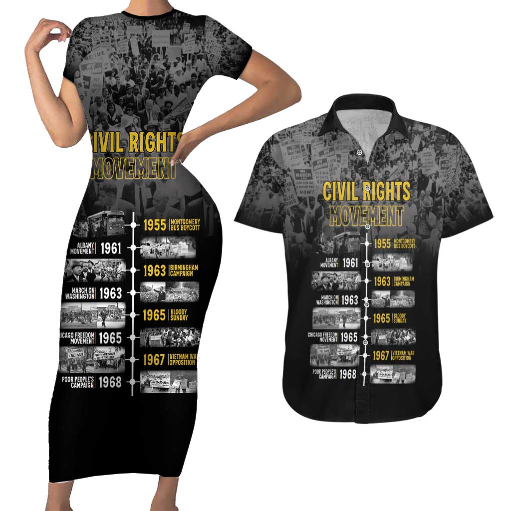 Black History Month Couples Matching Short Sleeve Bodycon Dress and Hawaiian Shirt Civil Rights Movement