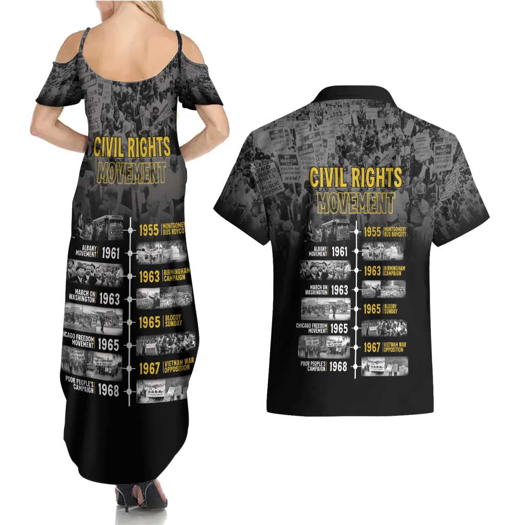 Black History Month Couples Matching Summer Maxi Dress and Hawaiian Shirt Civil Rights Movement