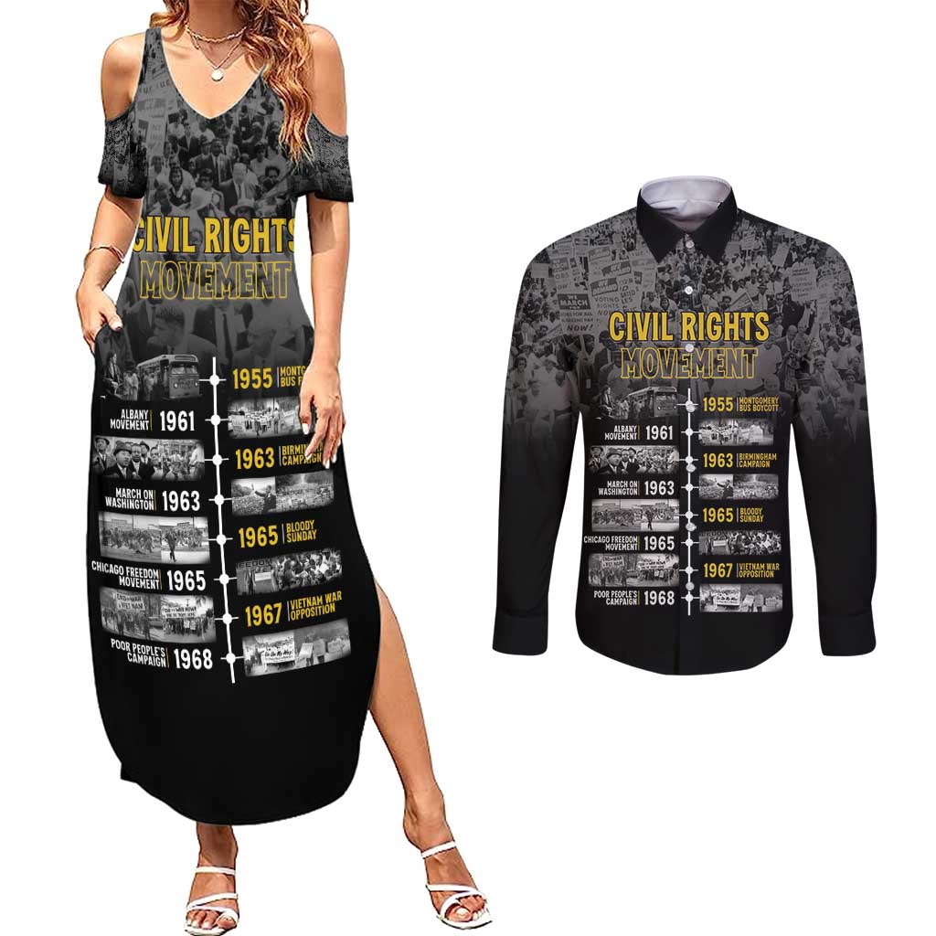 Black History Month Couples Matching Summer Maxi Dress and Long Sleeve Button Shirt Civil Rights Movement