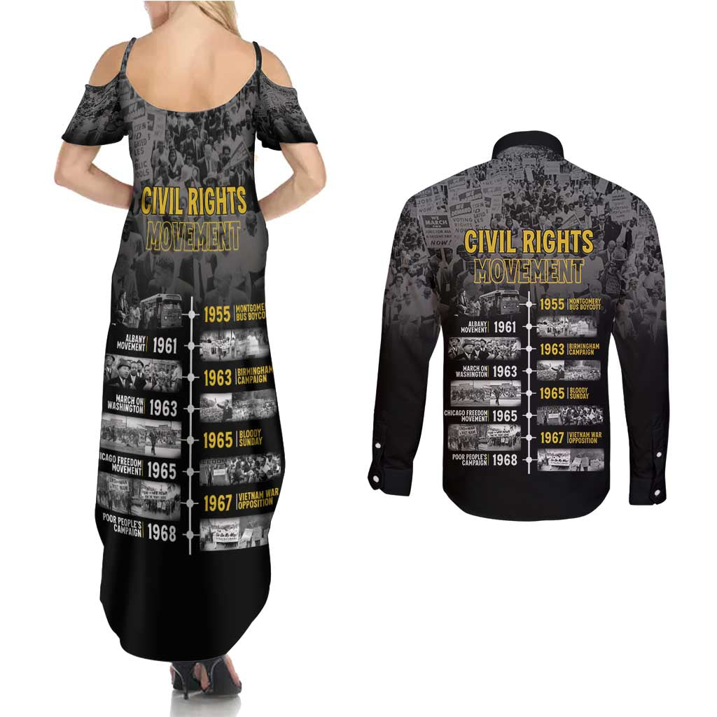Black History Month Couples Matching Summer Maxi Dress and Long Sleeve Button Shirt Civil Rights Movement