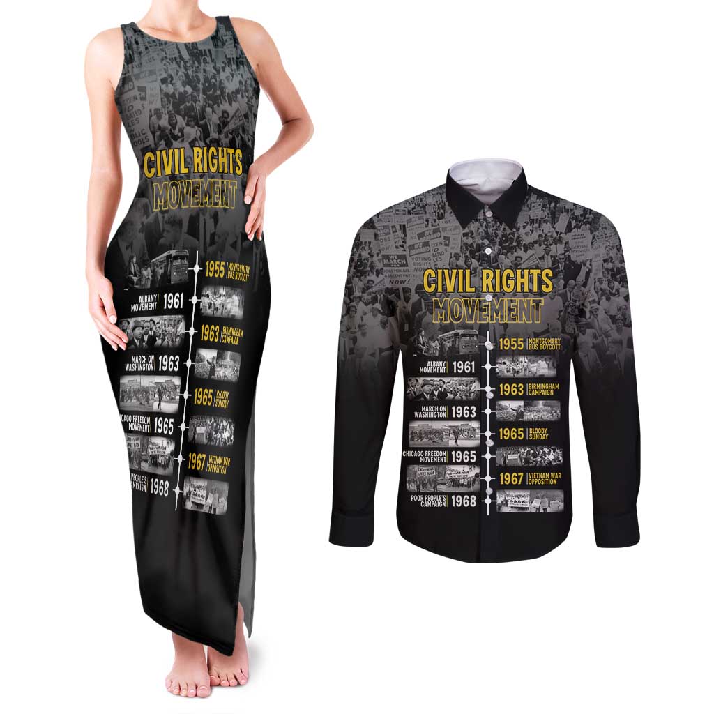 Black History Month Couples Matching Tank Maxi Dress and Long Sleeve Button Shirt Civil Rights Movement