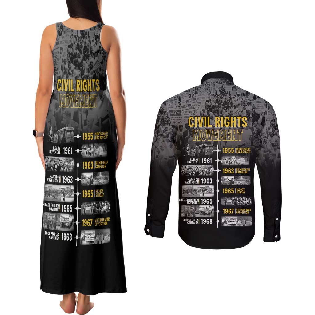 Black History Month Couples Matching Tank Maxi Dress and Long Sleeve Button Shirt Civil Rights Movement