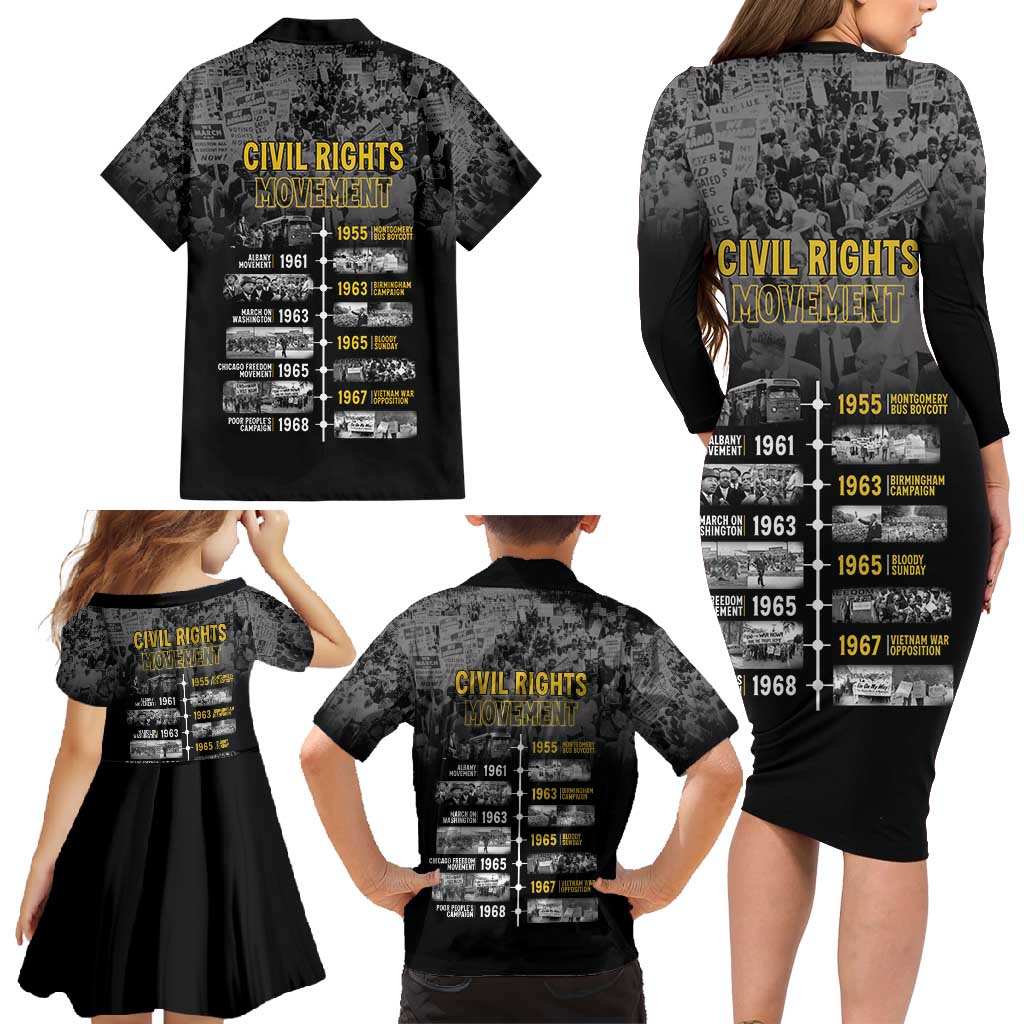 Black History Month Family Matching Long Sleeve Bodycon Dress and Hawaiian Shirt Civil Rights Movement
