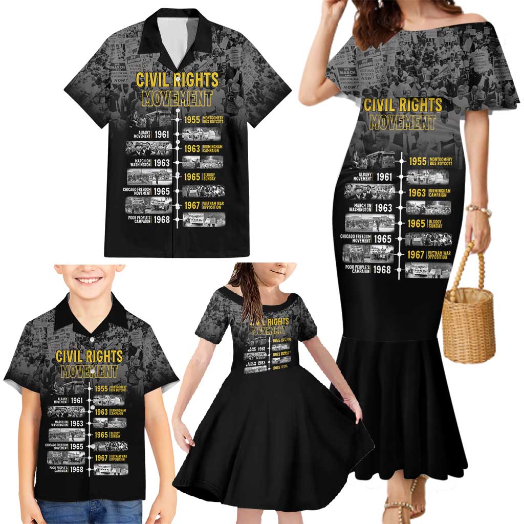Black History Month Family Matching Mermaid Dress and Hawaiian Shirt Civil Rights Movement