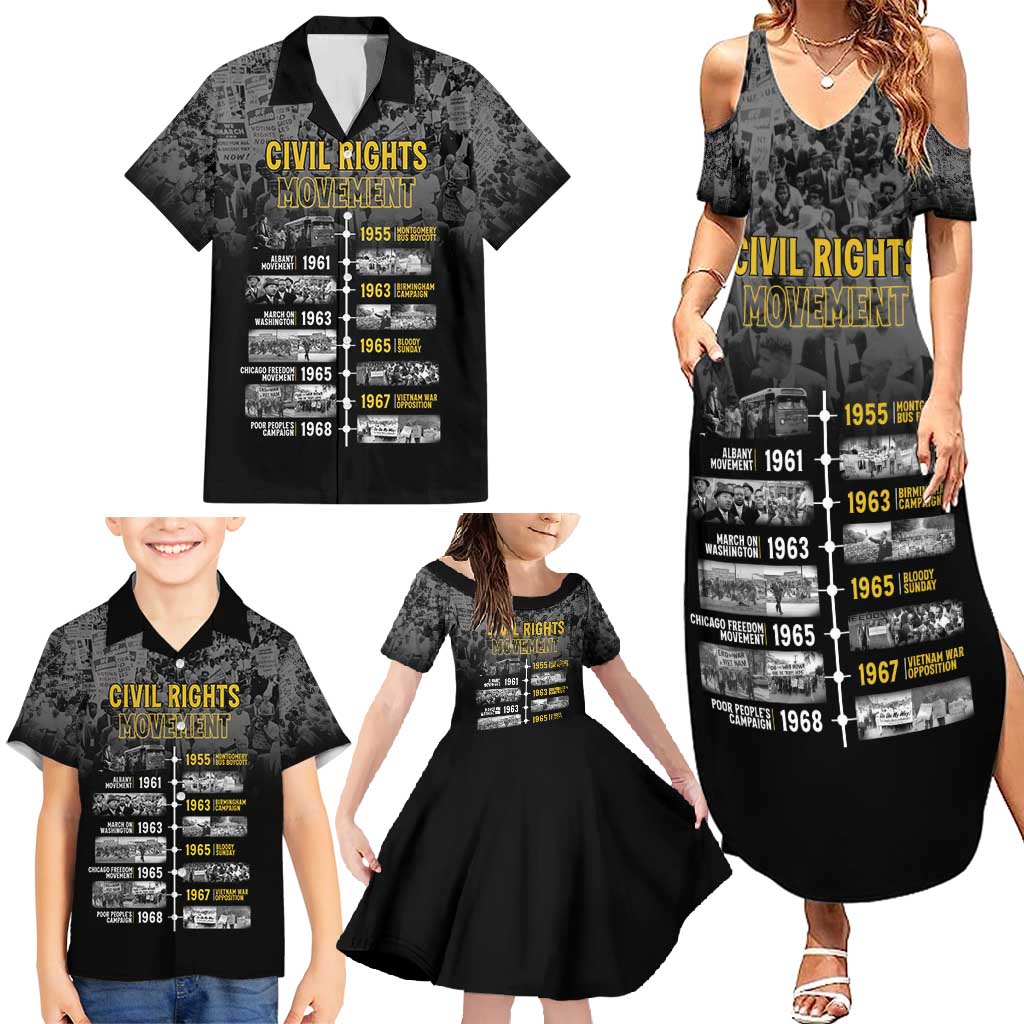 Black History Month Family Matching Summer Maxi Dress and Hawaiian Shirt Civil Rights Movement