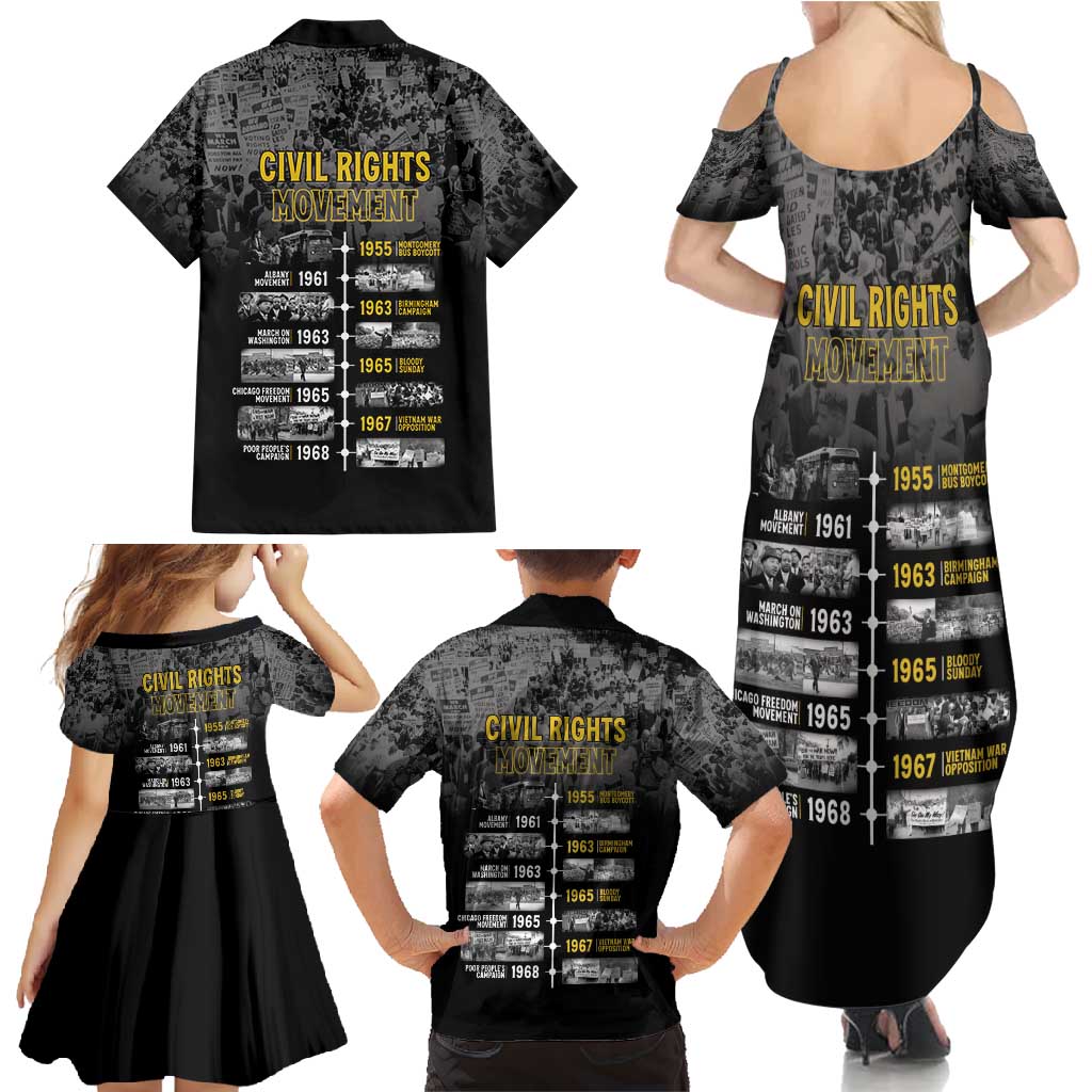 Black History Month Family Matching Summer Maxi Dress and Hawaiian Shirt Civil Rights Movement