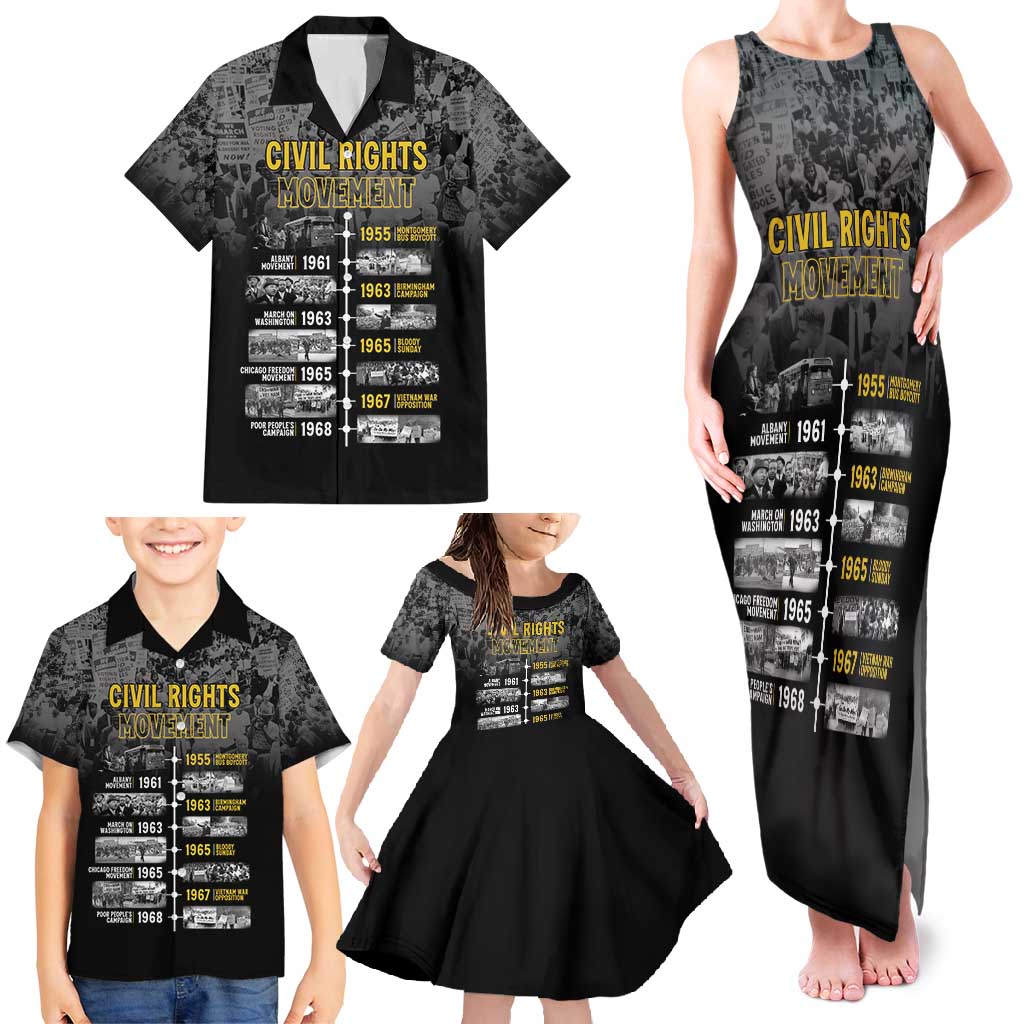 Black History Month Family Matching Tank Maxi Dress and Hawaiian Shirt Civil Rights Movement