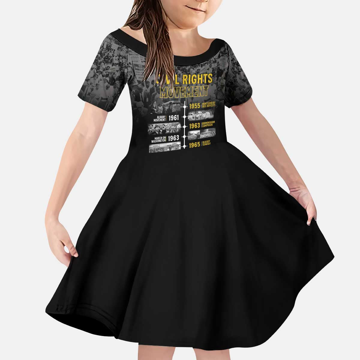 Black History Month Kid Short Sleeve Dress Civil Rights Movement