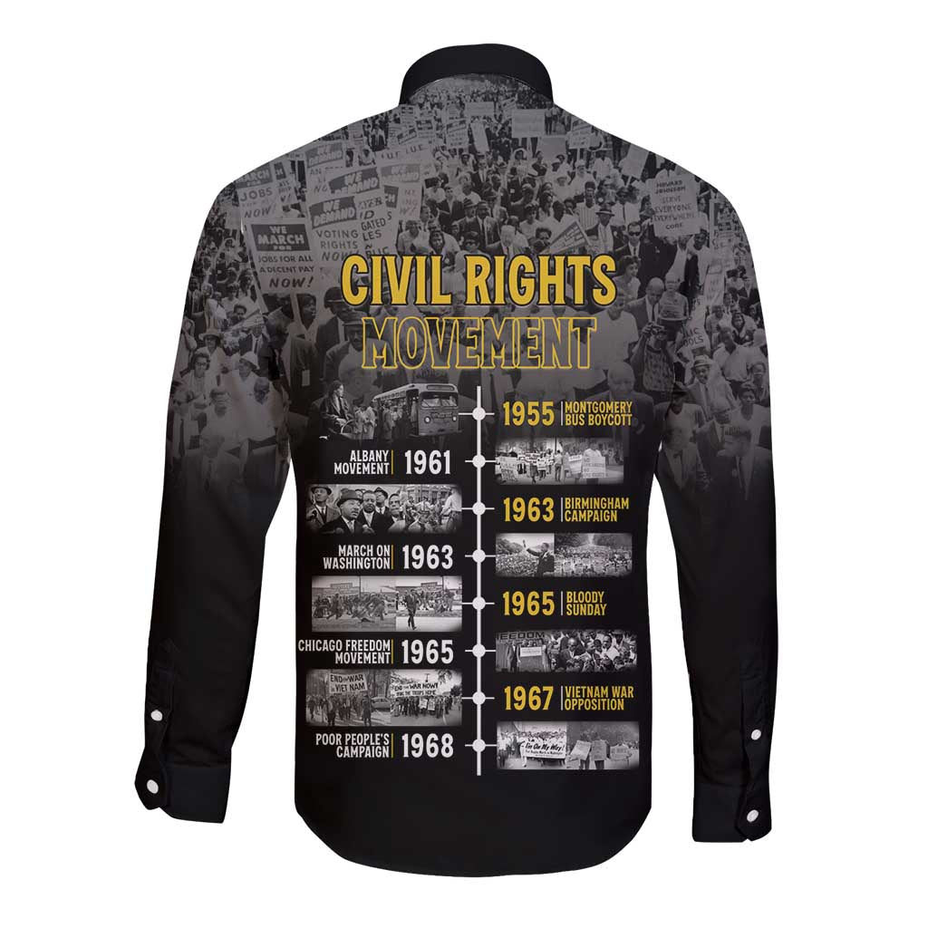 Black History Month Long Sleeve Button Shirt Civil Rights Movement