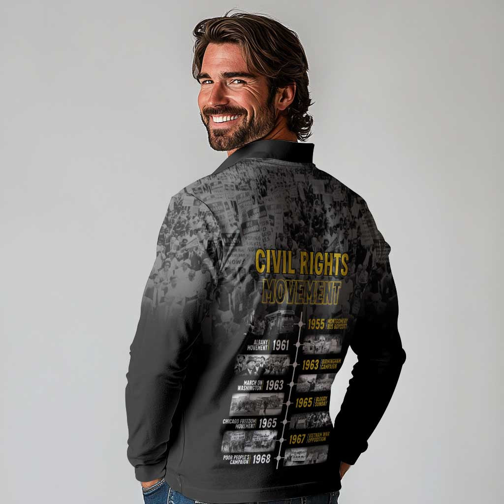 Black History Month Long Sleeve Polo Shirt Civil Rights Movement