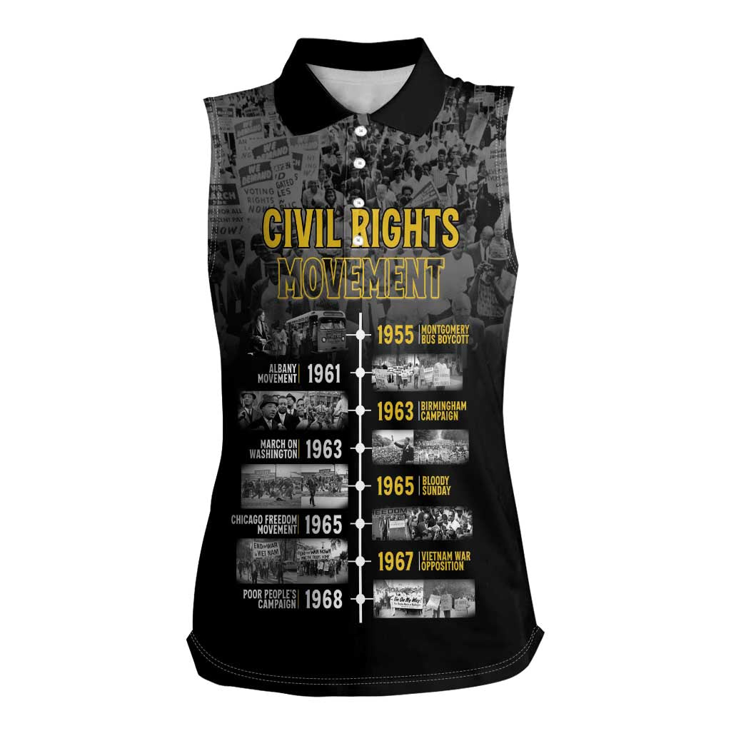 Black History Month Women Sleeveless Polo Shirt Civil Rights Movement