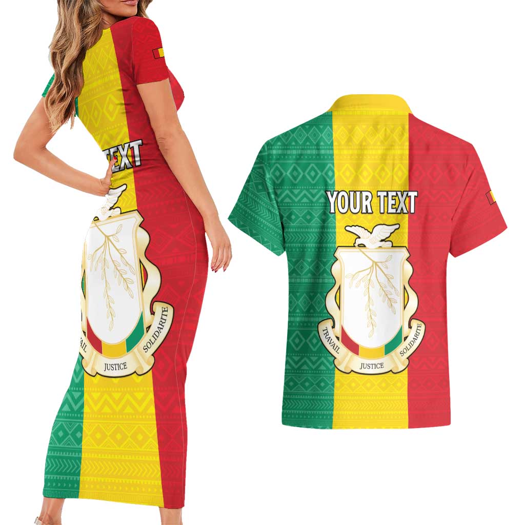 Personalised Guinea Couples Matching Short Sleeve Bodycon Dress and Hawaiian Shirt Coat Of Arms Flag Style