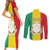 Personalised Guinea Couples Matching Short Sleeve Bodycon Dress and Long Sleeve Button Shirt Coat Of Arms Flag Style