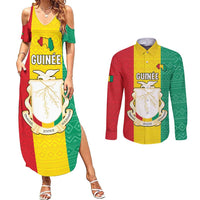 Personalised Guinea Couples Matching Summer Maxi Dress and Long Sleeve Button Shirt Coat Of Arms Flag Style