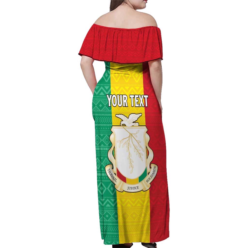 Personalised Guinea Family Matching Off Shoulder Maxi Dress and Hawaiian Shirt Coat Of Arms Flag Style
