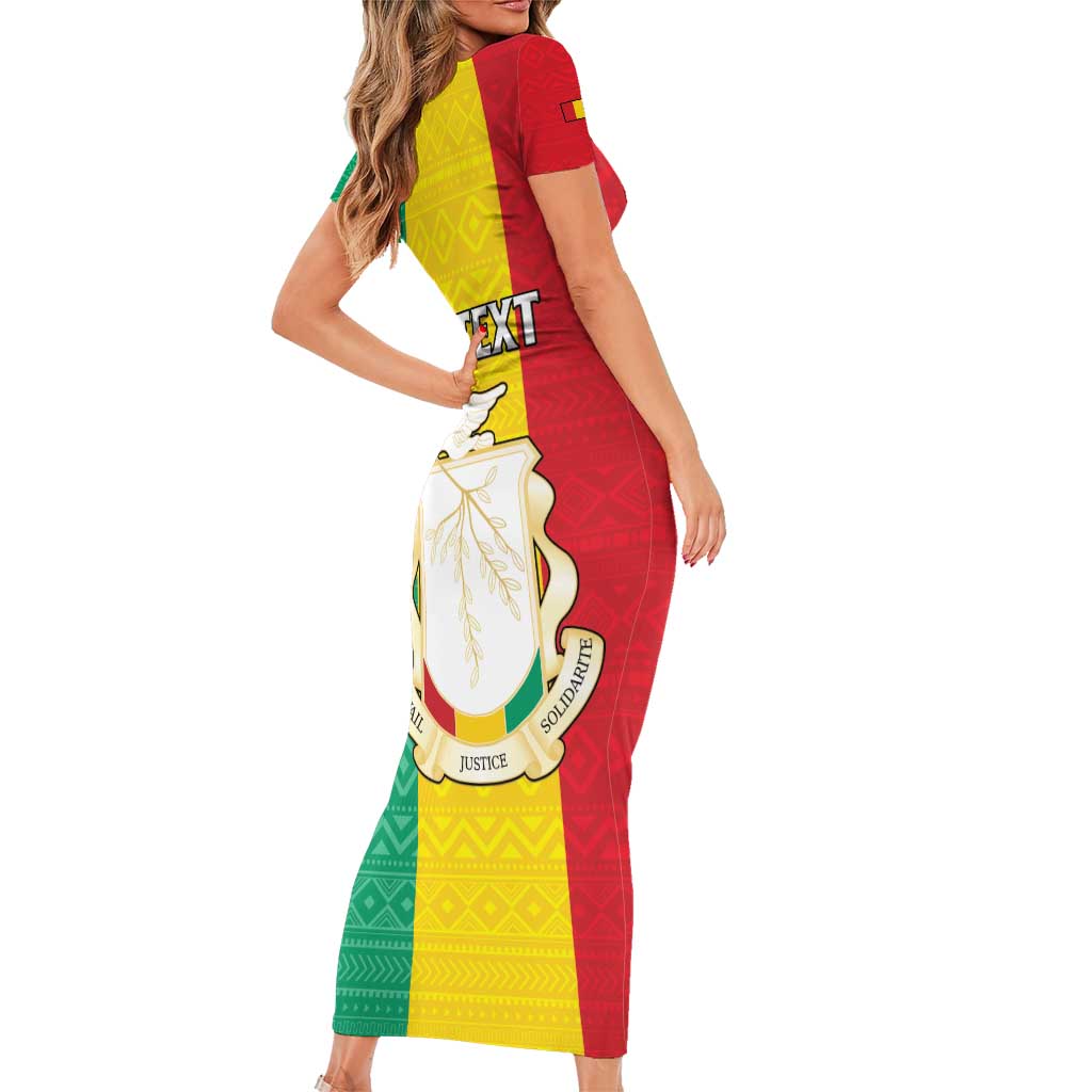 Personalised Guinea Family Matching Short Sleeve Bodycon Dress and Hawaiian Shirt Coat Of Arms Flag Style