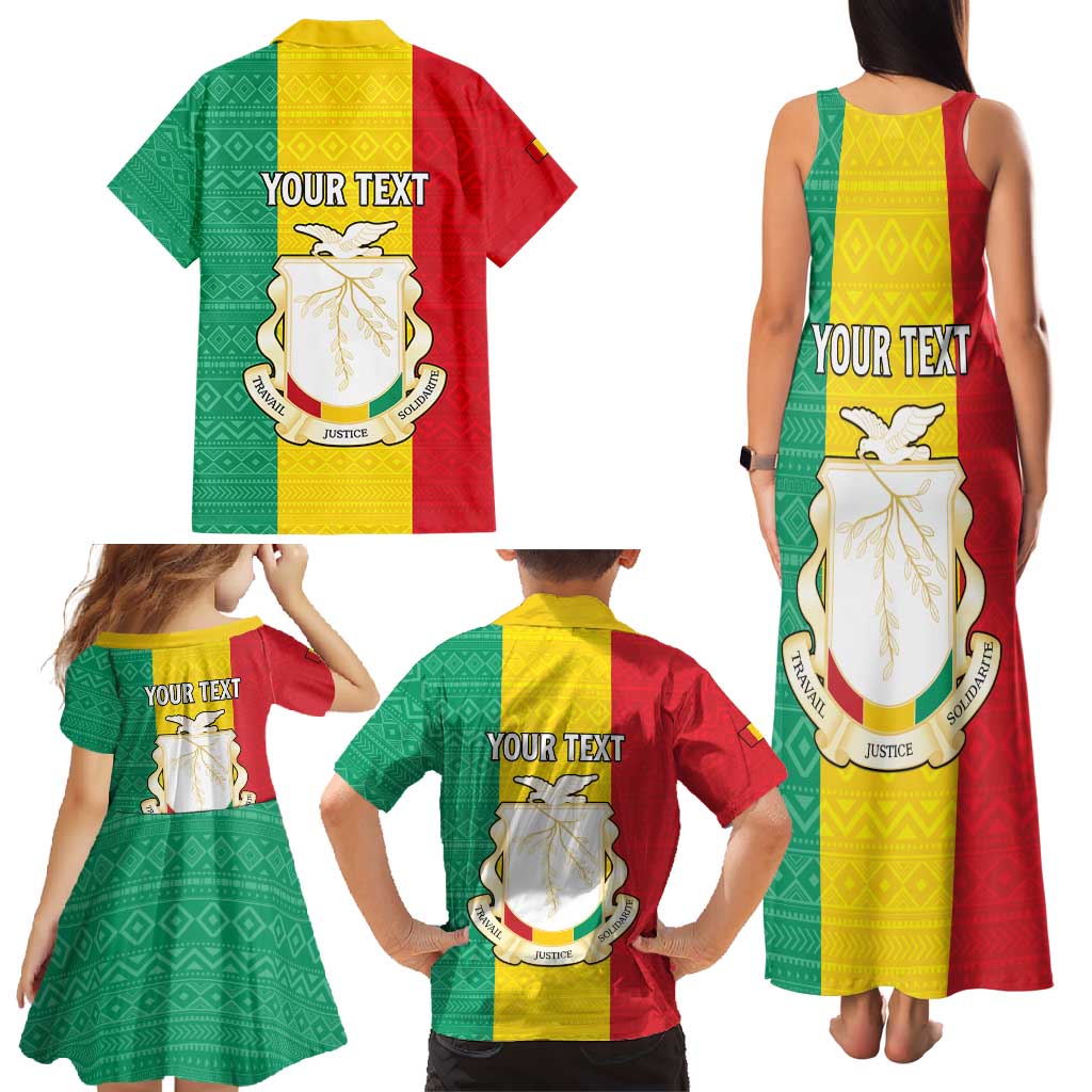 Personalised Guinea Family Matching Tank Maxi Dress and Hawaiian Shirt Coat Of Arms Flag Style