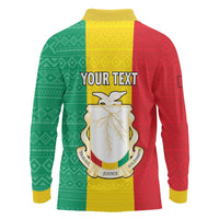 Personalised Guinea Long Sleeve Polo Shirt Coat Of Arms Flag Style