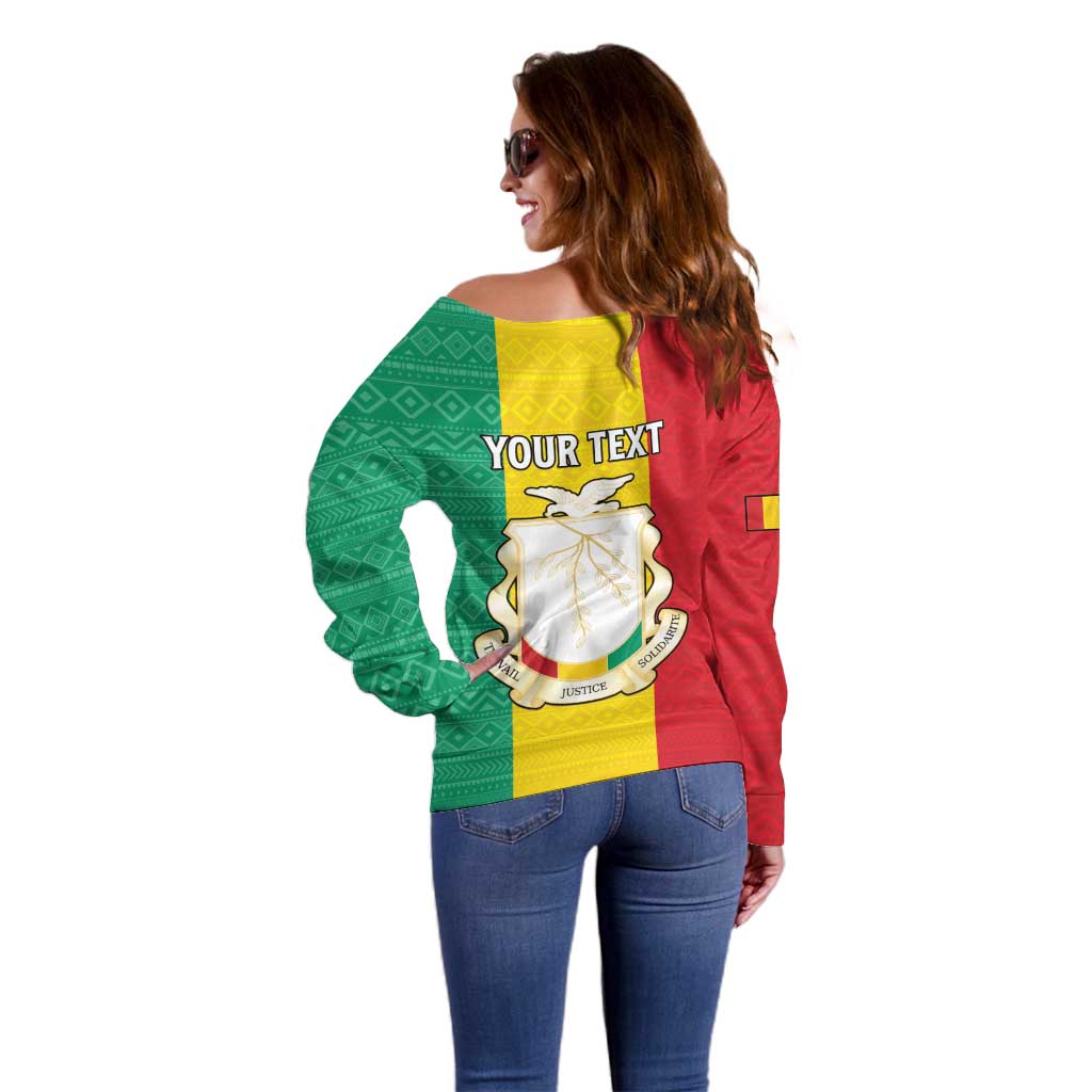 Personalised Guinea Off Shoulder Sweater Coat Of Arms Flag Style