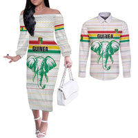 Custom Guinea Football Couples Matching Off The Shoulder Long Sleeve Dress and Long Sleeve Button Shirt Go Champions