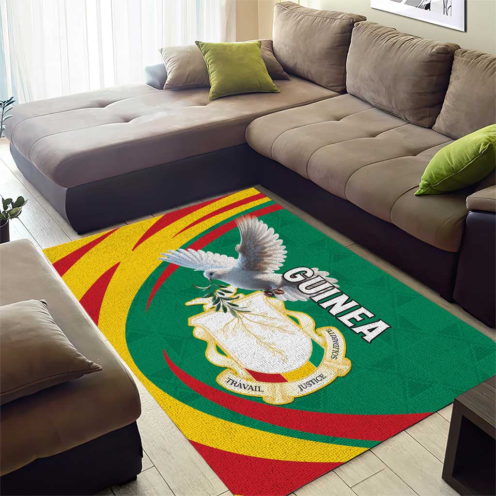 Guinea-Conakry Area Rug Coat Of Arms With Pigeon