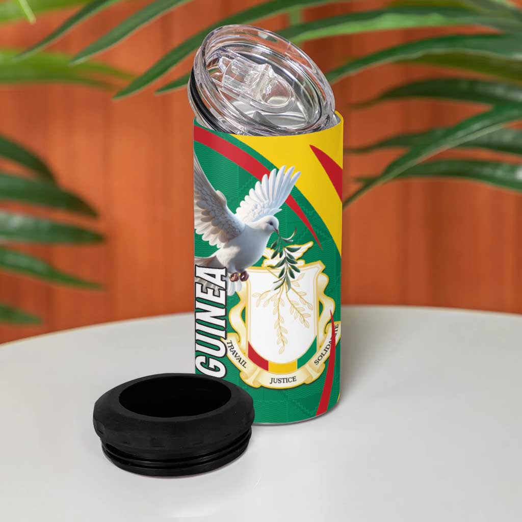 Guinea-Conakry 4 in 1 Can Cooler Tumbler Coat Of Arms With Pigeon